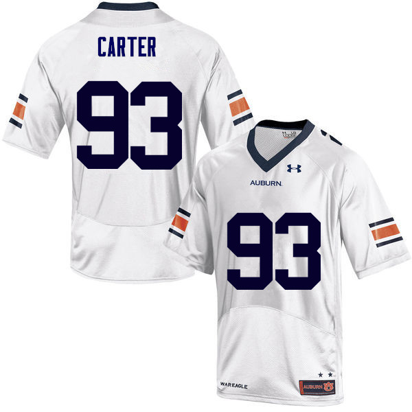 Auburn Tigers Men's Tyler Carter #93 White Under Armour Stitched College NCAA Authentic Football Jersey HWF2374ZA